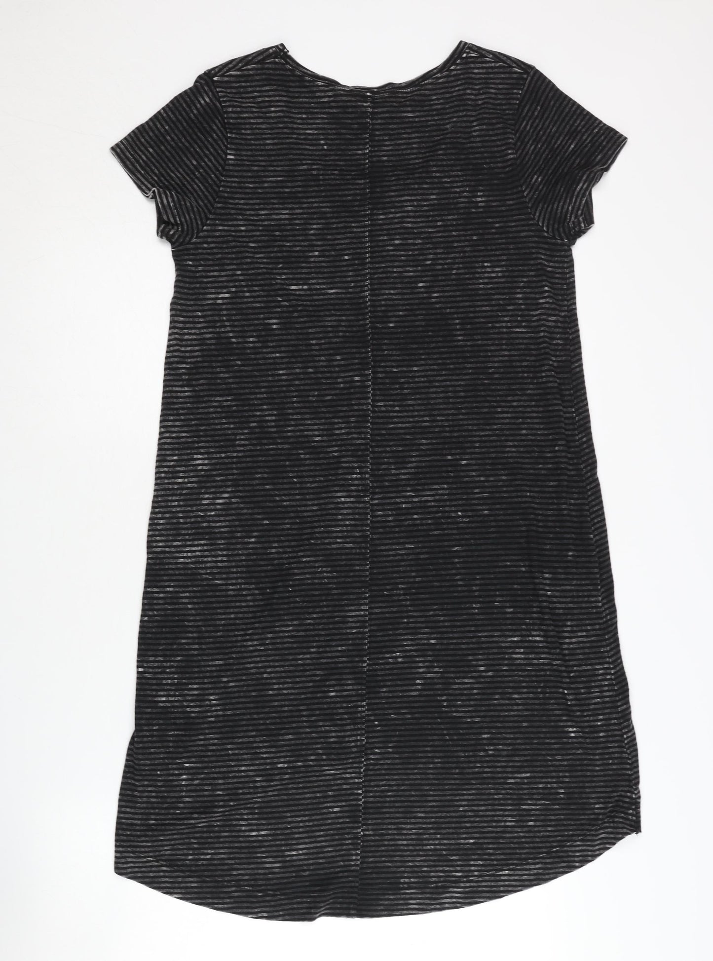 Label Lab Women's Black Striped Midi T-Shirt Dress - Size 12