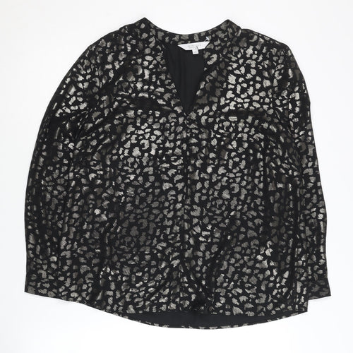 Principles Women’s Black Animal Print Top Petite