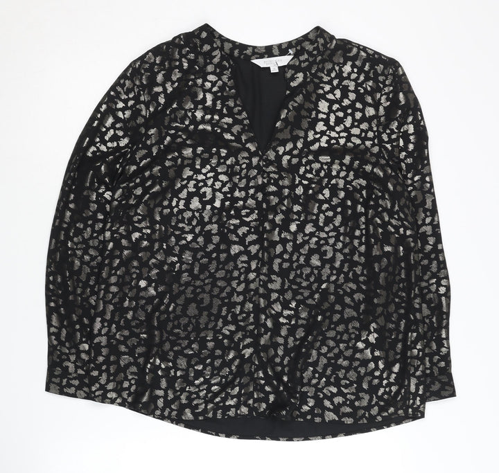 Principles Women’s Black Animal Print Top Petite