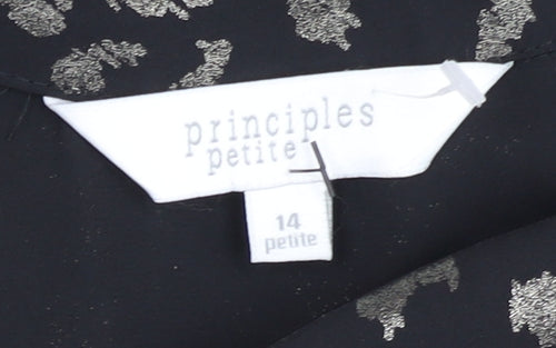 Principles Women’s Black Animal Print Top Petite