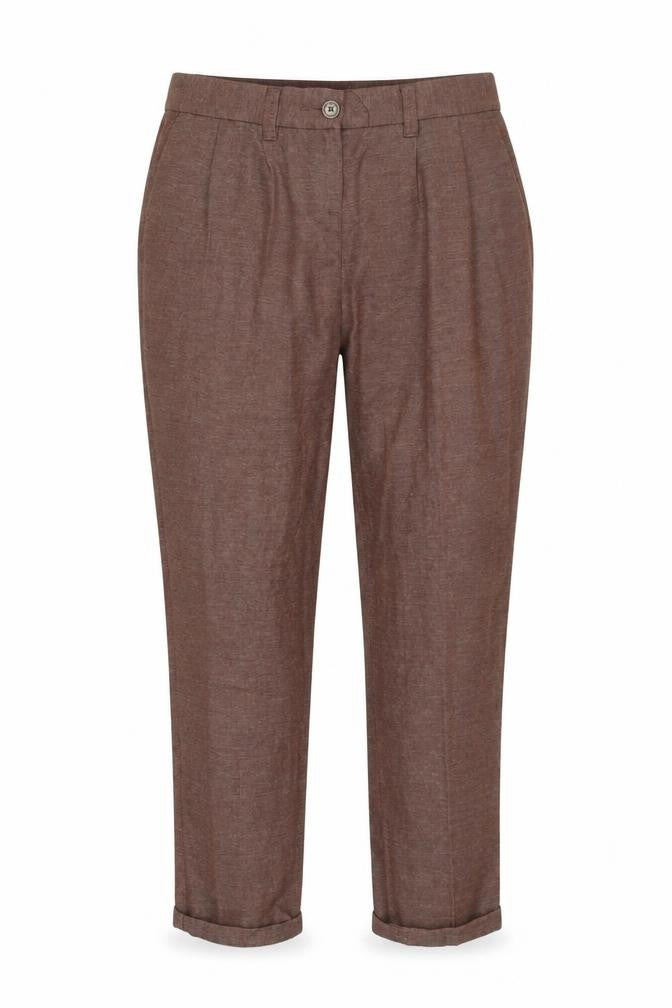 Front view of Next Women's Brown Pleated Trousers, size 8