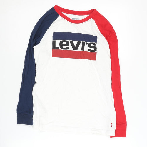 Levi's Boys Colourblock Long Sleeve T-Shirt - White/Red/Blue 164
