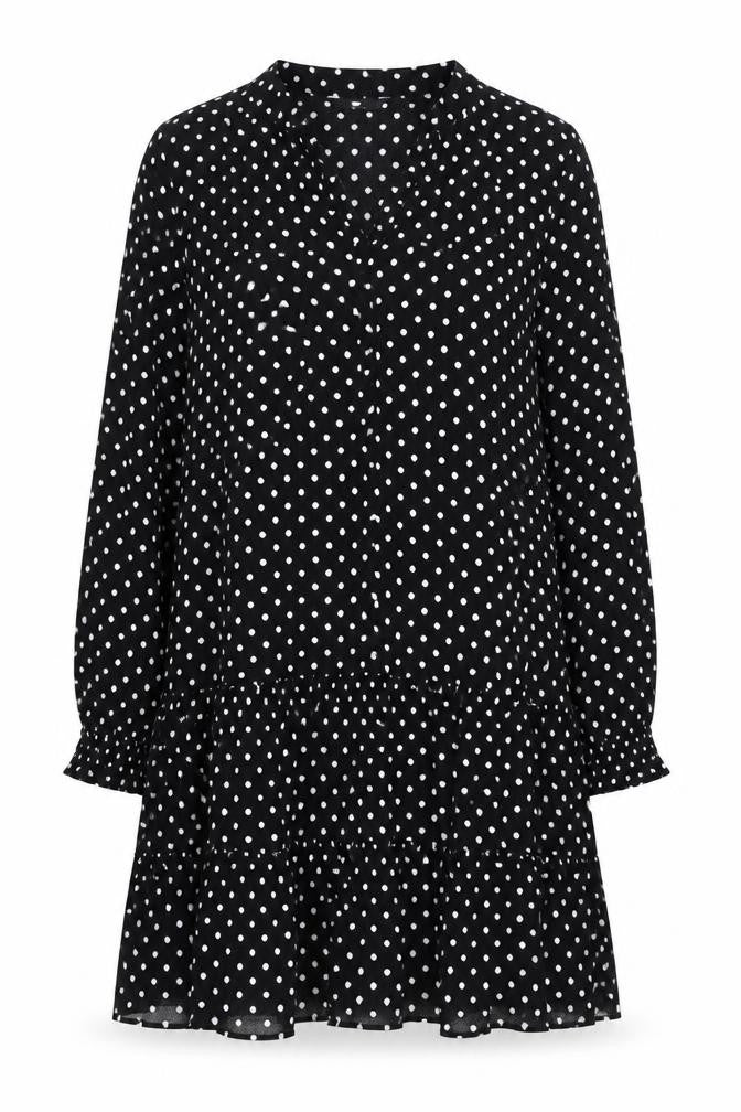 Front view of Next Women's Black Polka Dot Dress, size 14