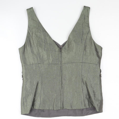 Next Women's Green Beaded Blouse, Size 14, Sleeveless