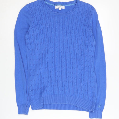 Tulchan Women's Blue Cable-Knit Pullover Jumper