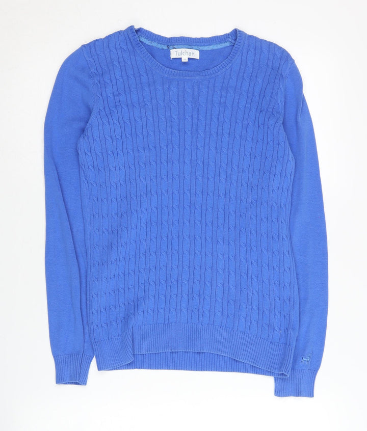 Tulchan Women's Blue Cable-Knit Pullover Jumper