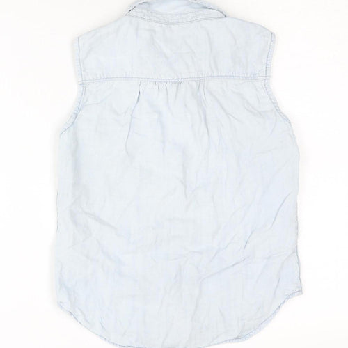 Gap Girls Blue Button-Up Sleeveless Shirt Size L