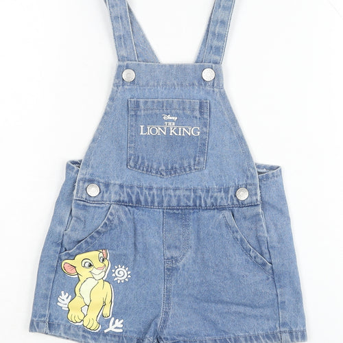 Disney Girls Blue Denim Dungaree with Lion King Print
