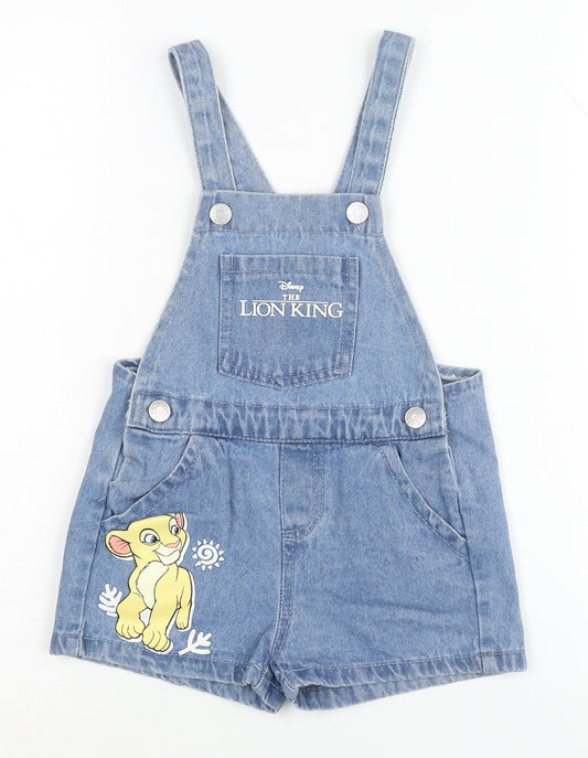 Disney Girls Blue Denim Dungaree with Lion King Print