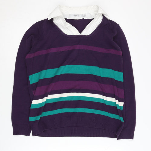 Isle Women's Multicoloured Striped Pullover Jumper M