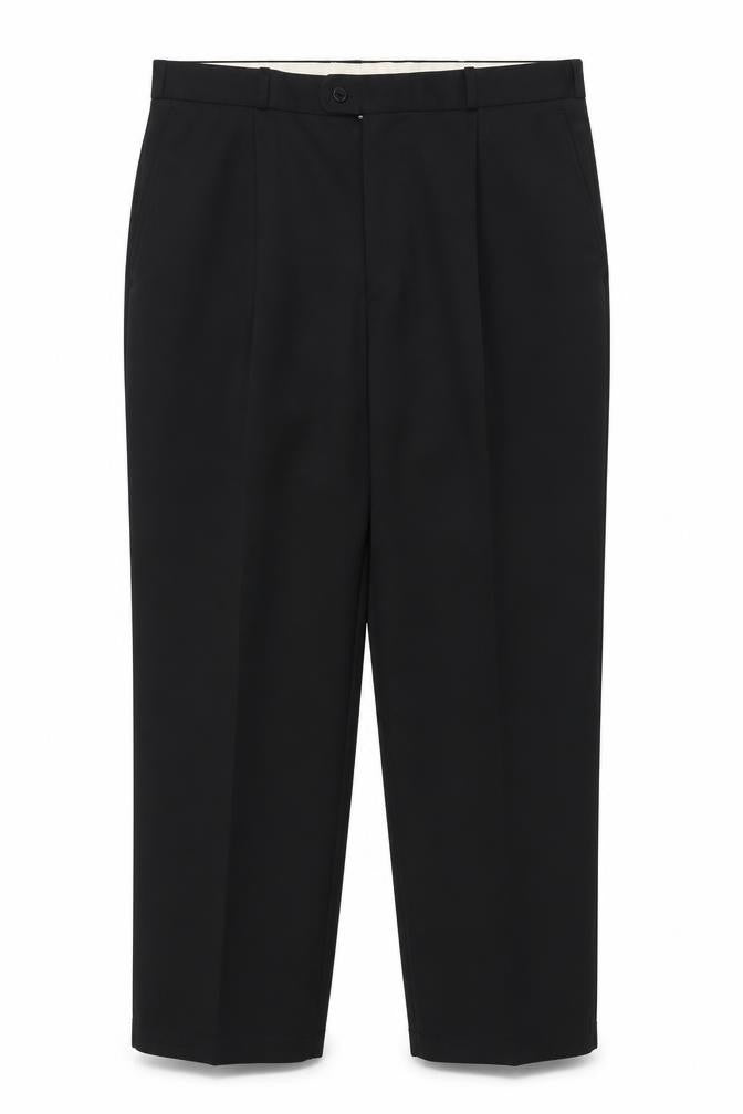 Front view of Canda Men's Black Pleated Trousers -, size 39, Regular