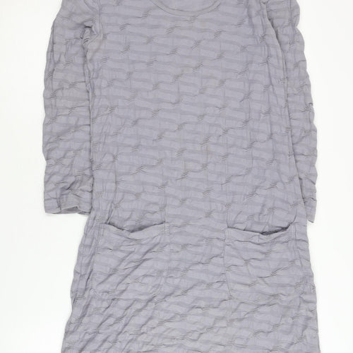 Adini Women's Grey Cotton Long Sleeve Dress XS