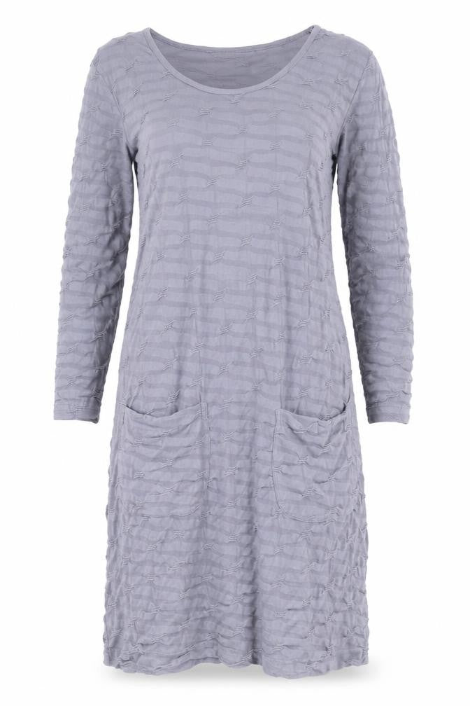 Adini Women's Grey Cotton Long Sleeve Dress XS