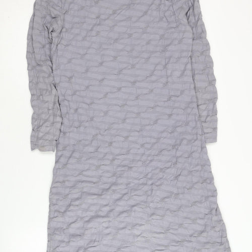 Adini Women's Grey Cotton Long Sleeve Dress XS