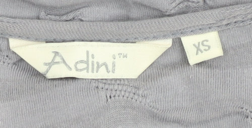 Adini Women's Grey Cotton Long Sleeve Dress XS