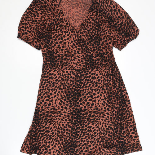 Next Women's Brown Animal Print Short Sleeve Dress