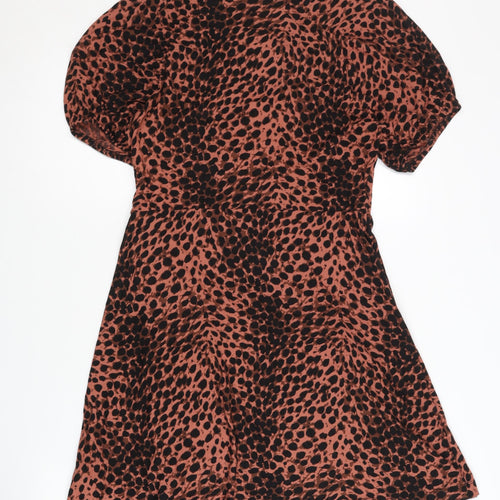 Next Women's Brown Animal Print Short Sleeve Dress