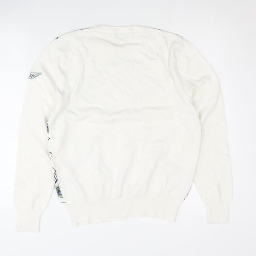 Quiksilver Men's White Argyle Pullover S Jumper