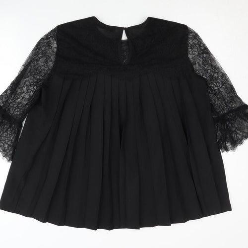 Hallhuber Women's Black Lace Tunic Blouse Size 10