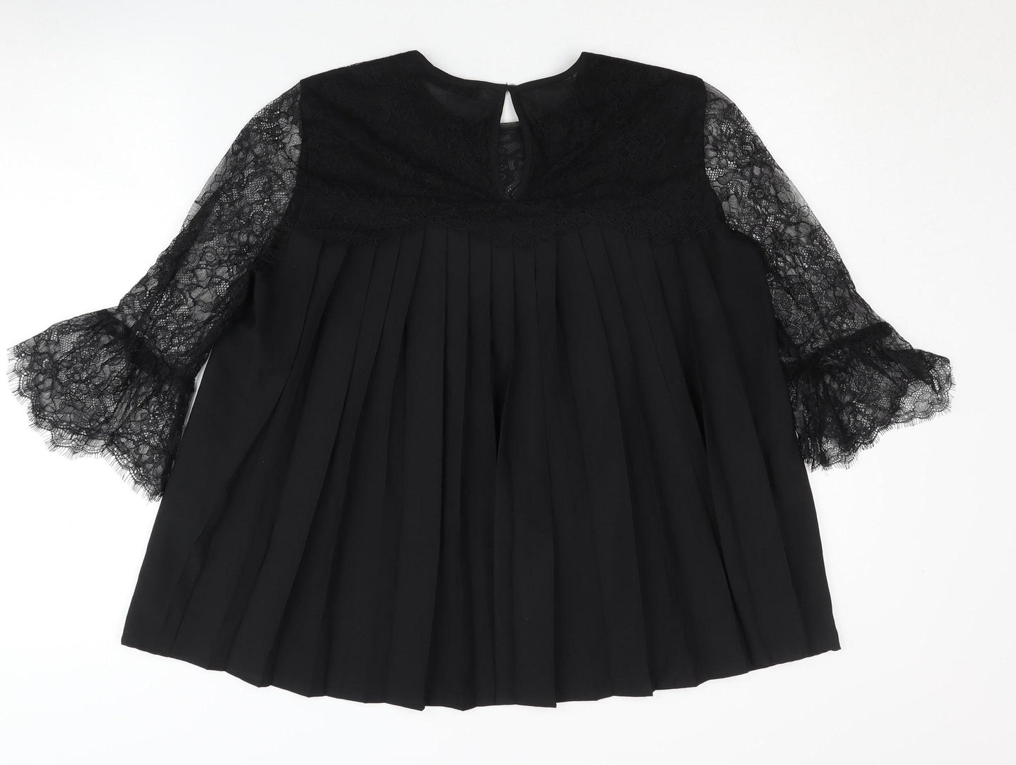 Hallhuber Women's Black Lace Tunic Blouse Size 10