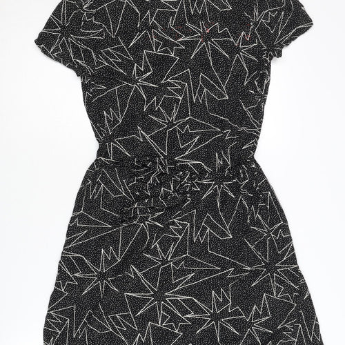 French Connection Women's Geometric Black Shift Dress - Size 10