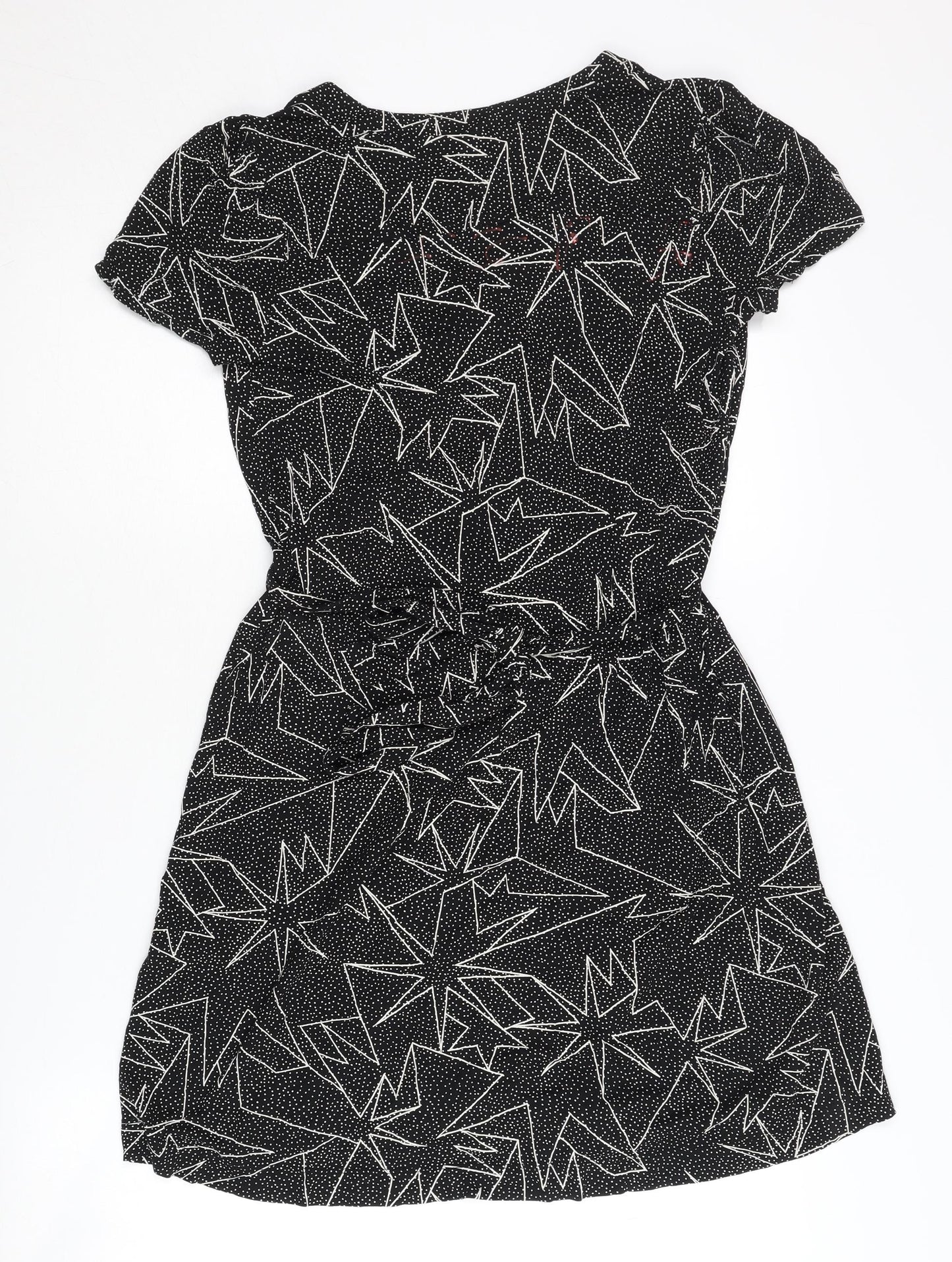 French Connection Women's Geometric Black Shift Dress - Size 10