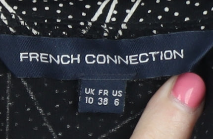 French Connection Women's Geometric Black Shift Dress - Size 10