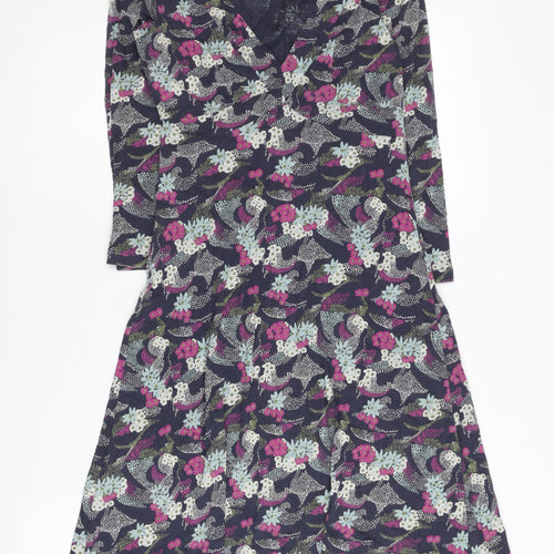 White Stuff Women's Multicoloured V-Neck Dress Size 8