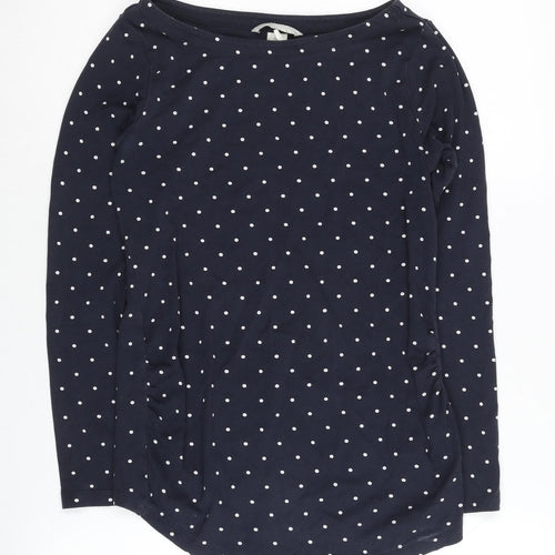 H&M Women's Blue Polka Dot T-Shirt, Size 12, Long Sleeve