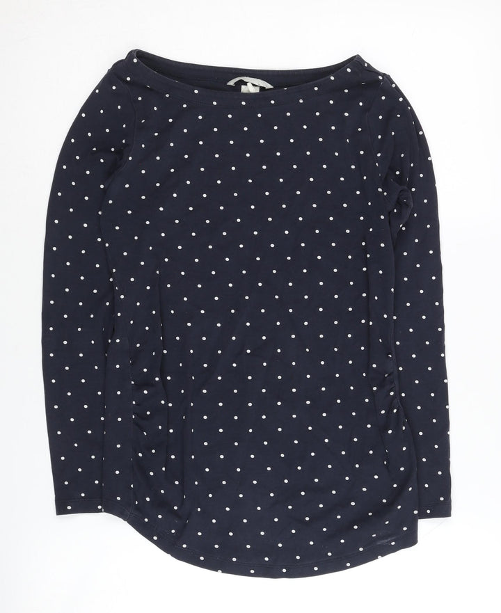 H&M Women's Blue Polka Dot T-Shirt, Size 12, Long Sleeve