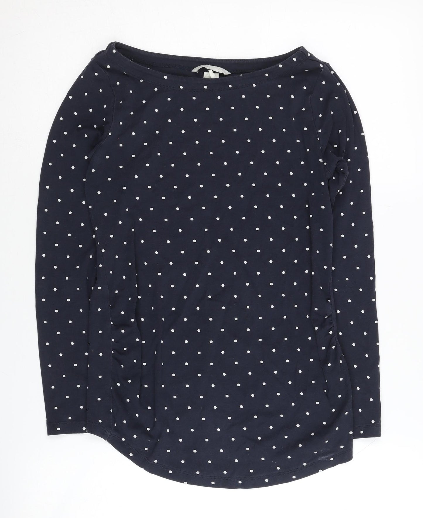 H&M Women's Blue Polka Dot T-Shirt, Size 12, Long Sleeve