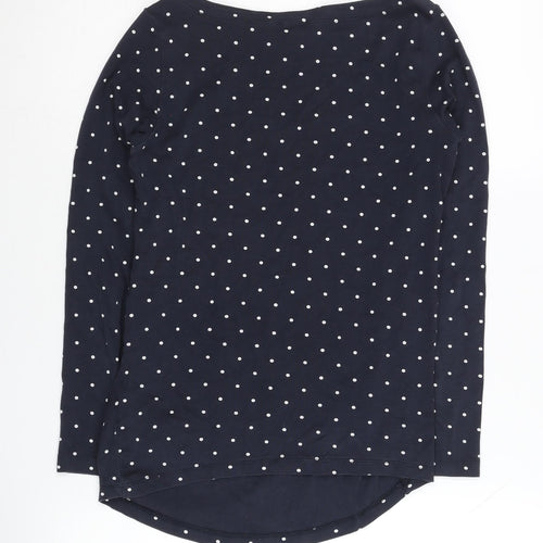 H&M Women's Blue Polka Dot T-Shirt, Size 12, Long Sleeve