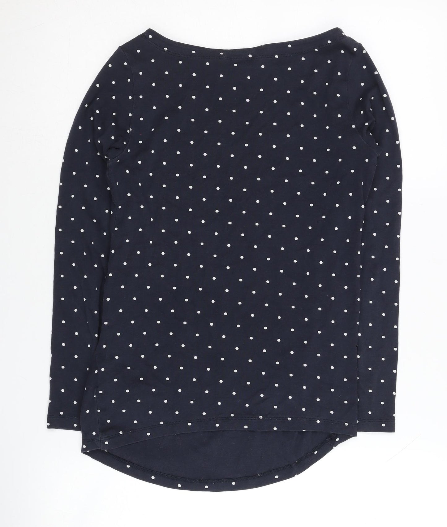 H&M Women's Blue Polka Dot T-Shirt, Size 12, Long Sleeve