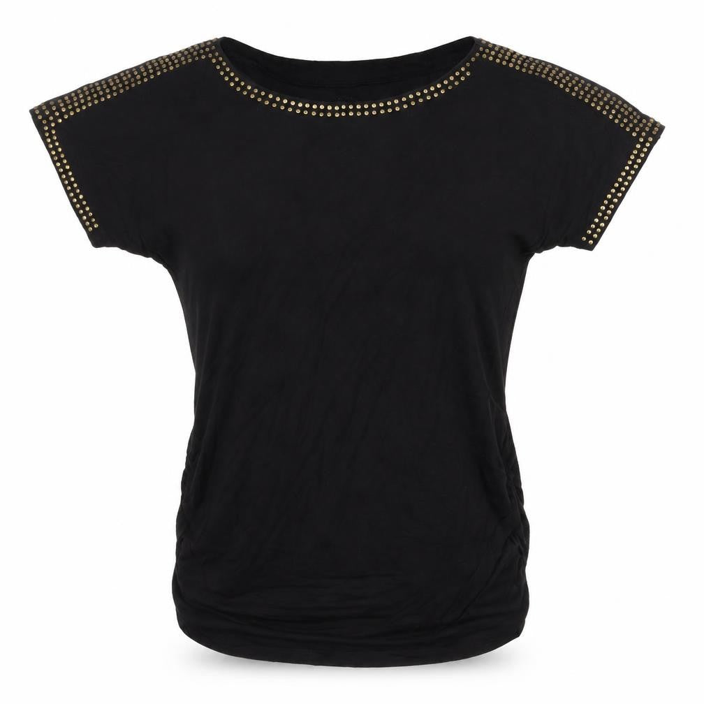 Front view of Grace Women's Studded Black XS T-Shirt