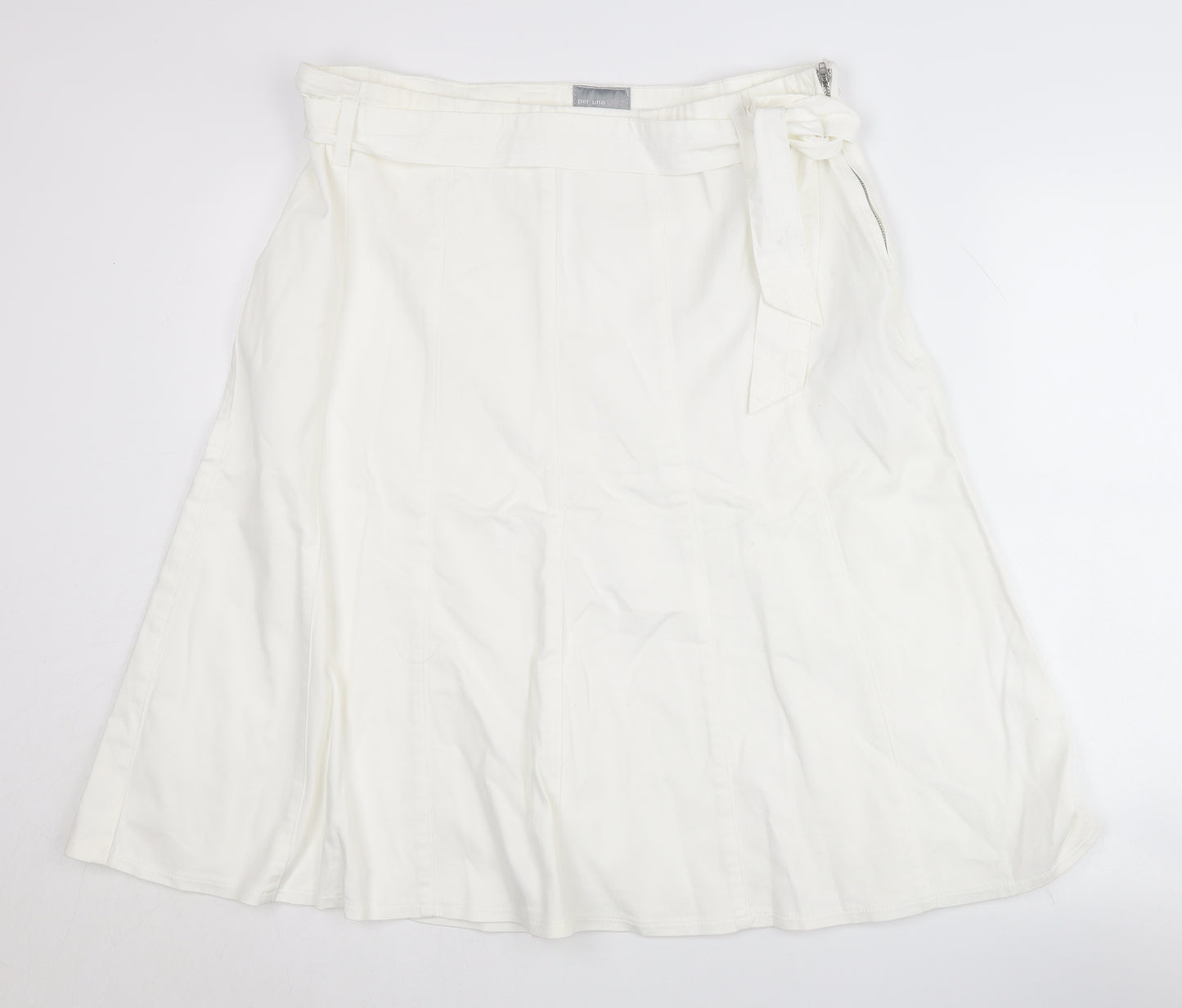 Marks and Spencer Women's White A-Line Skirt, Size 18
