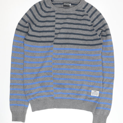 Jack & Jones Men's Grey Striped Pullover M
