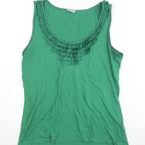 Oasis Women’s Green Ruffle Tank, Size 14, Casual Spring