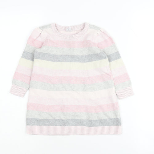 Baby Gap Girls Pink Striped Cotton Tunic Jumper 2 Years
