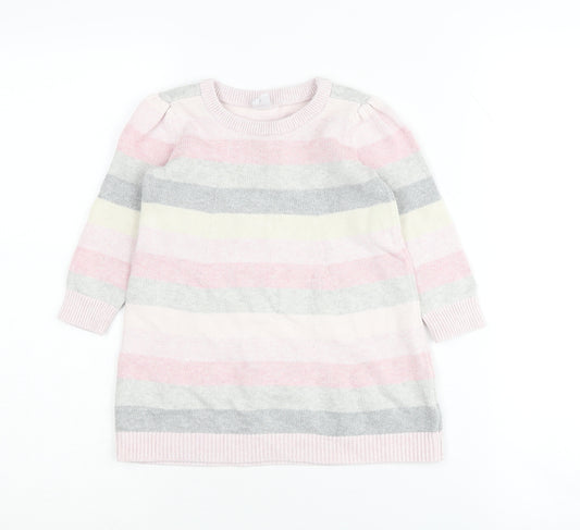Baby Gap Girls Pink Striped Cotton Tunic Jumper 2 Years