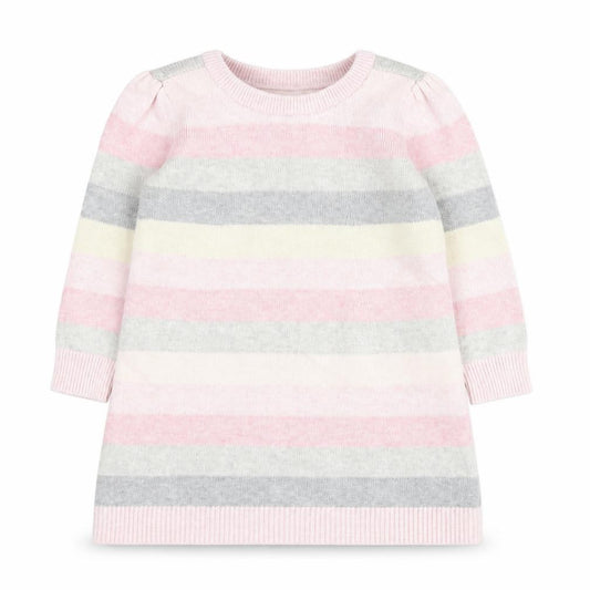 Front view of Baby Gap girls’ pink striped cotton tunic jumper 2 years