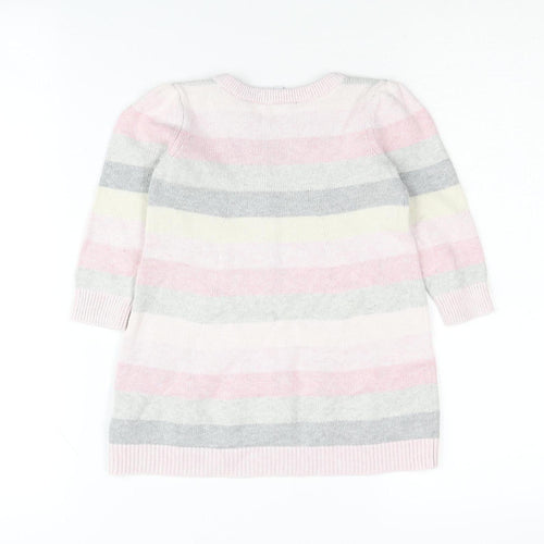 Baby Gap Girls Pink Striped Cotton Tunic Jumper 2 Years