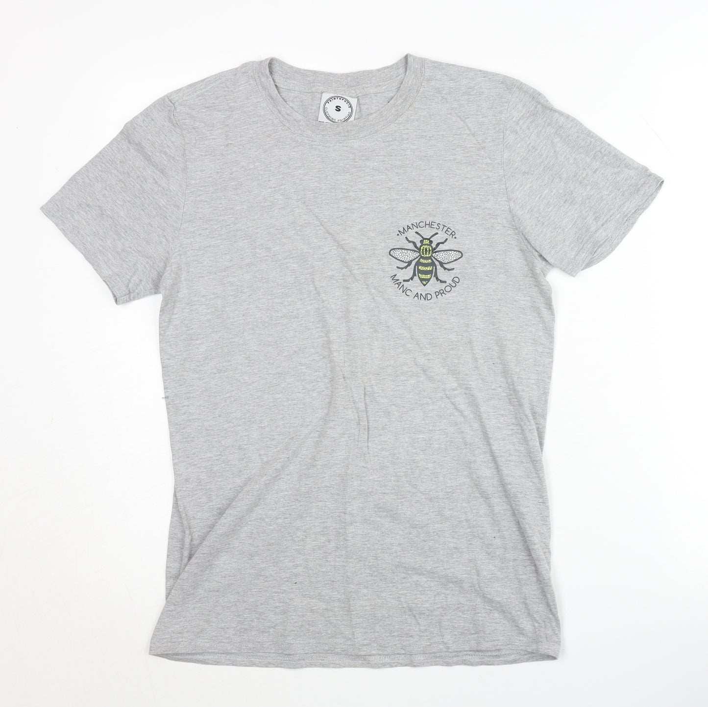 Printopolis Unisex Grey Embroidered T-Shirt, S, Casual Style