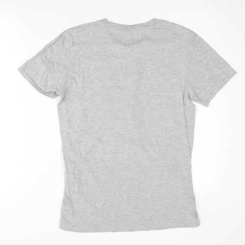 Printopolis Unisex Grey Embroidered T-Shirt, S, Casual Style