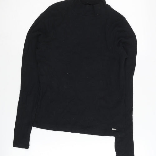 Hollister Women's Black Mock Neck Jersey Top L