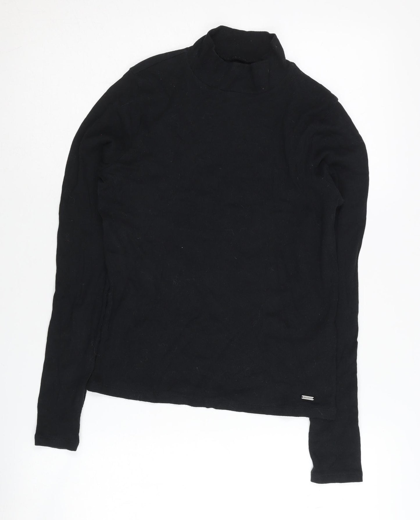 Hollister Women's Black Mock Neck Jersey Top L