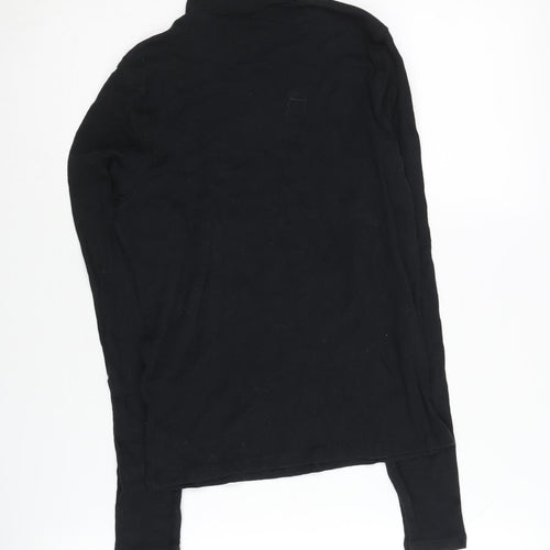 Hollister Women's Black Mock Neck Jersey Top L