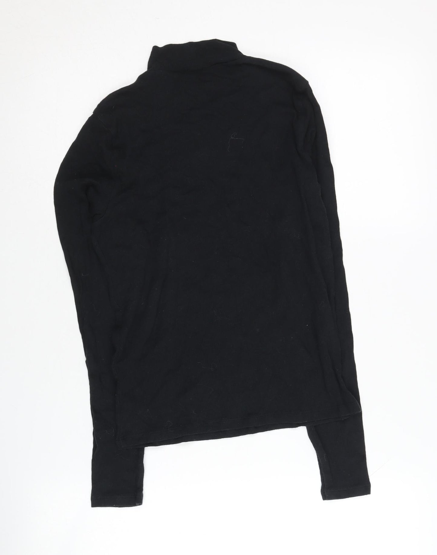 Hollister Women's Black Mock Neck Jersey Top L