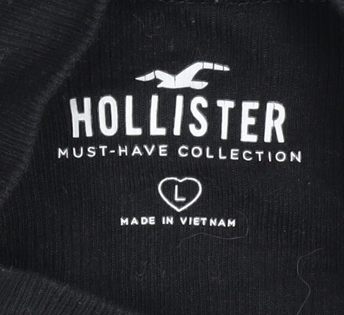 Hollister Women's Black Mock Neck Jersey Top L
