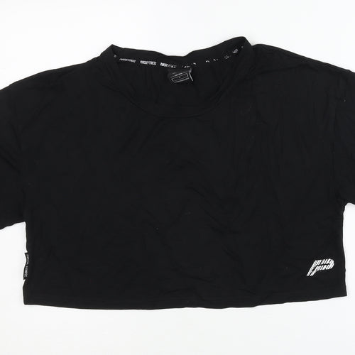 Pursue Fitness Women's Black Cropped T-Shirt, Size S