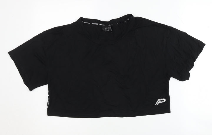 Pursue Fitness Women's Black Cropped T-Shirt, Size S